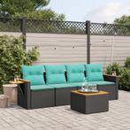 vidaXL 5-delige Loungeset met kussens poly rattan zwart, Tuin en Terras, Tuinsets en Loungesets, Verzenden, Nieuw, Rotan, Loungeset