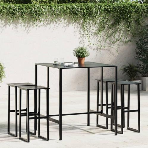vidaXL 5-delige Tuinbarset gepoedercoat staal zwart, Tuin en Terras, Tuinsets en Loungesets, Nieuw, 4 zitplaatsen, Rvs, Verzenden
