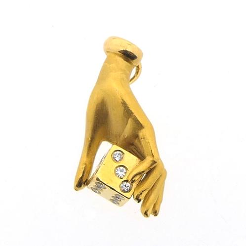 Vintage gouden hanger met diamanten 0,20 ct. | Carrera y..., Sieraden, Tassen en Uiterlijk, Bedels, Gebruikt, Overige merken, Goud