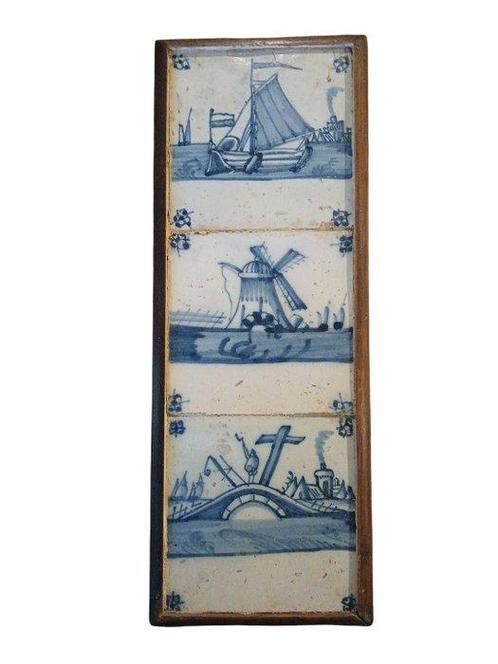 Tegel (3) - Delft, Plateelbakkerij - 1800-1850 - Landschap,, Antiek en Kunst, Antiek | Glas en Kristal