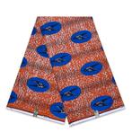 VLISCO stof Hollandais Afrikaanse Wax print - Oranje Blauwe, Ophalen of Verzenden, Nieuw