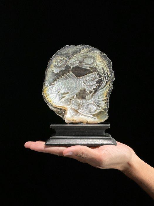 Intricate gegraveerde parelmoer schelp - verfijnd Japans, Antiek en Kunst, Kunst | Designobjecten