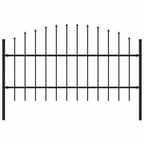 vidaXL Tuinhek met speerpunt staal 181x100 cm zwart, Tuin en Terras, Schuttingen, Nieuw, IJzer, 1 tot 2 meter, Verzenden