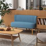 Loveseat - Linnen look - Houten poten - Blauw, Huis en Inrichting, Ophalen of Verzenden, Nieuw, Stof, Modern