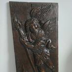 Beeld, Aartsengel / Archangel Michaël panel - 53 cm - Hout, Antiek en Kunst