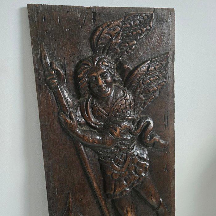 Beeld, Aartsengel / Archangel Michaël panel - 53 cm - Hout, Antiek en Kunst, Kunst | Niet-Westerse kunst