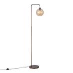 Art Deco vloerlamp donker brons met amber glas - Sandra, Verzenden, Nieuw, Art Deco