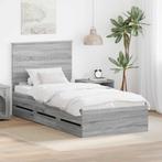 vidaXL Bedframe met lade Grijs Sonoma 90 x 200 cm, Verzenden, Nieuw, Grijs, Hout