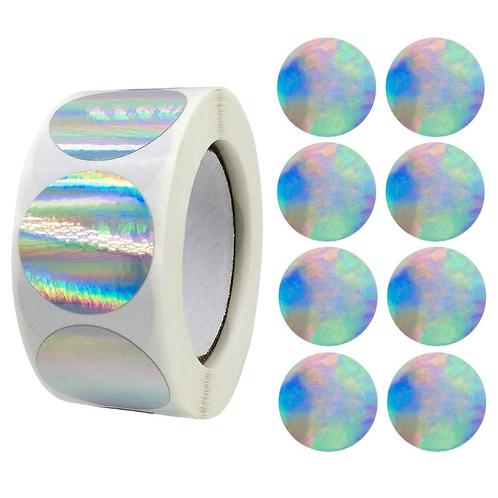 500 Stickers Op Rol - 2.5cm - Cirkel Holografisch -, Diversen, Cadeauverpakkingen, Verzenden