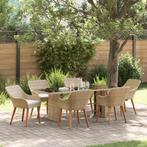 vidaXL 7-delige tuin eettafelset beige poly rattan, Tuin en Terras, Verzenden, Nieuw