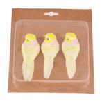 Bird on clip 10.5x3.5x3.5cm 3 stuks  Geel Vogeltje op clip, Nieuw, Ophalen of Verzenden