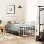 vidaXL Bedframe met hoofd- en voeteneinde metaal wit 90x200, Huis en Inrichting, 90 cm, Eenpersoons, Verzenden, Wit