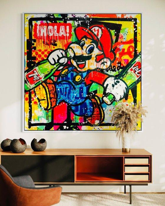 Mikko - Hola! Mario Bros 7Up Lover - XL (No reserve price!), Antiek en Kunst, Kunst | Schilderijen | Modern