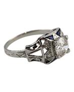 Ring - 18 karaat Witgoud, Art Deco 18K Witgouden Ring met, Sieraden, Tassen en Uiterlijk, Ringen, Nieuw