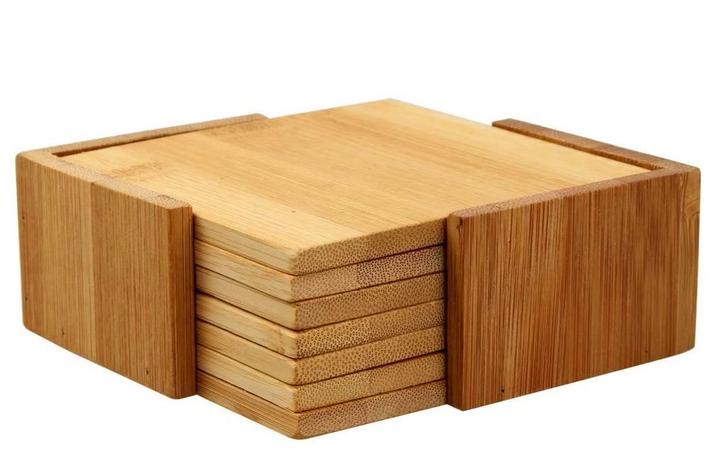 Set van 7 bamboe vierkantjes (10x10x0.6 cm), Doe-het-zelf en Verbouw, Gereedschap | Handgereedschap, Nieuw, Ophalen of Verzenden