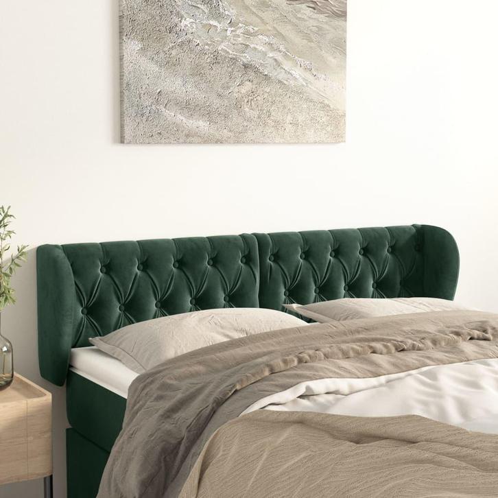 vidaXL Hoofdbord met randen 163x23x78/88 cm fluweel, Huis en Inrichting, Slaapkamer | Bedden, Groen, Nieuw, Stof, Verzenden