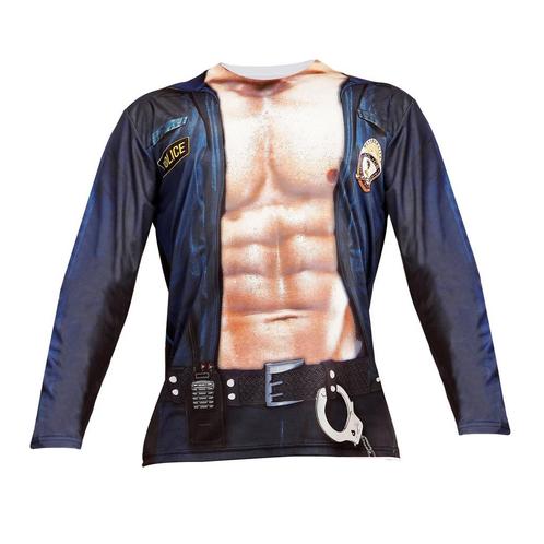 Politie Shirt Blauw Heren, Kleding | Heren, Carnavalskleding en Feestkleding, Nieuw, Verzenden