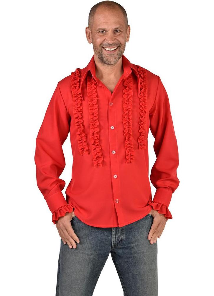 Party Blouse Rouches Zijden Rood, Kleding | Heren, Carnavalskleding en Feestkleding, Nieuw, Ophalen of Verzenden