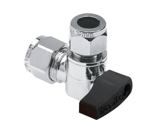 BONFIX Minikogelkraan haaks knel 12x10 (zwarte knop), Doe-het-zelf en Verbouw, Buizen en Afvoer, Ophalen of Verzenden