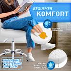 TRESKO Rolkruk met rugleuning, wit, werkkruk, in hoogte vers, Verzenden, Zo goed als nieuw