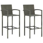 vidaXL Barkrukken 2 st poly rattan grijs, Verzenden, Nieuw, Rotan