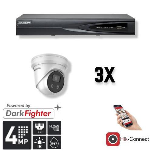 Hikvision Set 3x Turret 4MP + Recorder & Bekabeling, Audio, Tv en Foto, Videobewaking, Ophalen of Verzenden