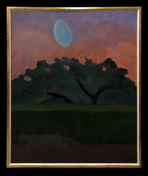 Isabel Schneider (c. 1875-1962) - Lune Bleue / Chat Noir, Antiek en Kunst, Kunst | Schilderijen | Klassiek