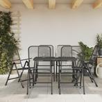 vidaXL 7-delige Tuinset metaalgaas antracietkleurig, Overige materialen, Verzenden, 6 zitplaatsen, Nieuw