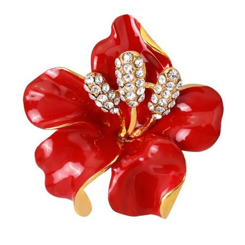 Fako Bijoux® - Broche - Orchidee - 47x50mm - Rood, Sieraden, Tassen en Uiterlijk, Broches, Verzenden
