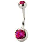 Fako Bijoux® - Navelpiercing - Kristal - Fuchsia, Verzenden, Nieuw