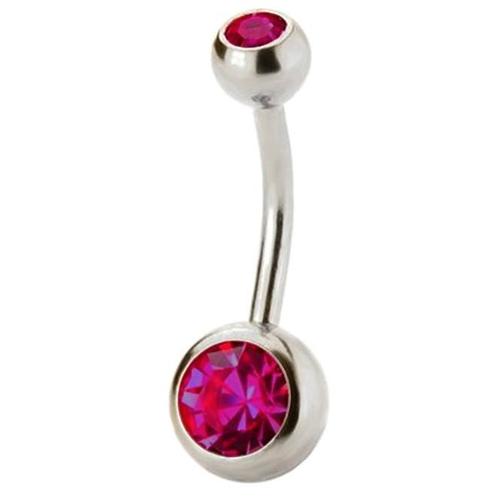 Fako Bijoux® - Navelpiercing - Kristal - Fuchsia, Sieraden, Tassen en Uiterlijk, Piercings, Verzenden