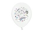 Unicorn Ballonnen Wit 30cm 6st, Nieuw, Verzenden