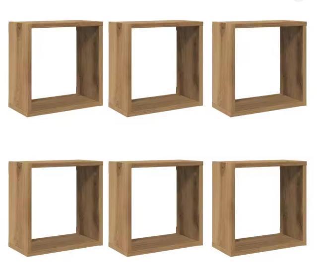 Set van 6 Kubus Wandplanken – Ambachtelijk Eiken, Huis en Inrichting, Kasten | Boekenkasten, Nieuw, Verzenden