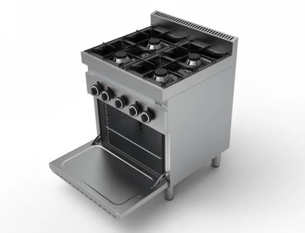 Unni-cooking | Gas Fornuis Met Elektrische Oven | 4 Branders, Zakelijke goederen, Horeca | Keukenapparatuur, Nieuw in verpakking