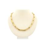 Gouden Bamboo schakelketting, Sieraden, Tassen en Uiterlijk, Kettingen, Ophalen of Verzenden, Gebruikt, Overige kleuren, Goud