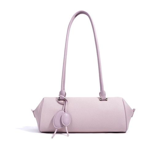 Bana – leren damestas in barrelvorm, Sieraden, Tassen en Uiterlijk, Tassen | Damestassen, Beige, Nieuw, Schoudertasje, Verzenden