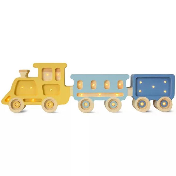 Trein kinderlamp met 2 wagonnen in geel en blauw, Kinderen en Baby's, Kinderkamer | Inrichting en Decoratie, Nieuw, Ophalen of Verzenden