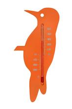Muurthermometer kunststof oranje specht 15x7,5x0,3 cm - Natu, Nieuw, Verzenden