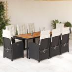vidaXL 9-delige Tuinset poly rattan zwart, Nieuw, 8 zitplaatsen, Tuinset, Verzenden