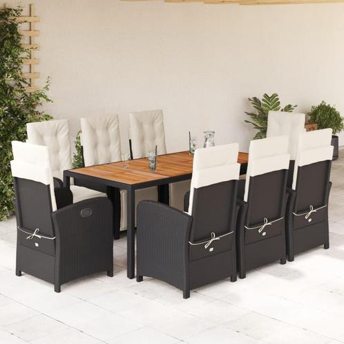 vidaXL 9-delige Tuinset poly rattan zwart, Tuin en Terras, Tuinsets en Loungesets, Tuinset, Nieuw, 8 zitplaatsen, Rotan, Verzenden