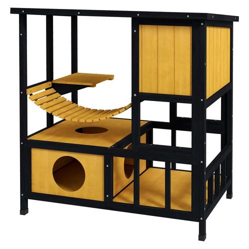 TRUUSK Houten Kattenhuis Met Hangbrug En Balkon Waterdicht V, Dieren en Toebehoren, Katten-accessoires, Nieuw, Verzenden