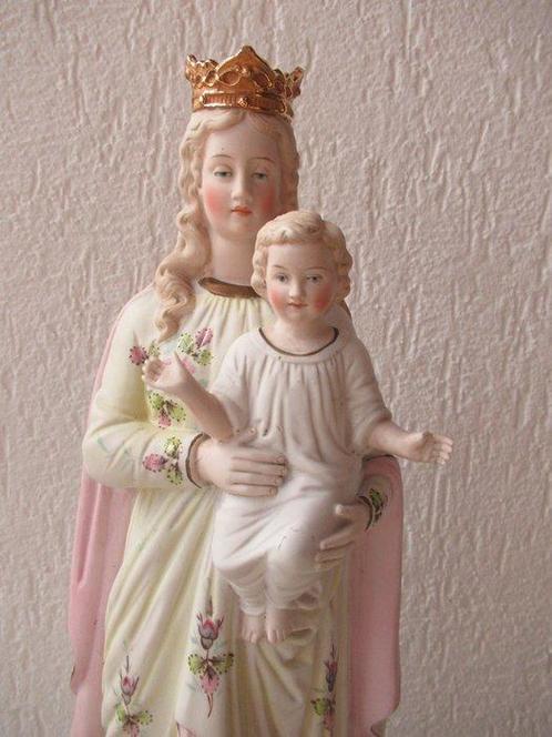 Beeld, Antiek biscuit porselein Mariabeeld - 43 cm - biscuit, Antiek en Kunst, Antiek | Boeken en Bijbels