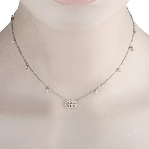 Gucci - Ketting met hanger - 18 karaat Witgoud, Double G 18K, Sieraden, Tassen en Uiterlijk, Antieke sieraden
