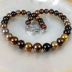 Halsketting Zilver Parel - Tahiti chocolate Ø9x12MM, Nieuw