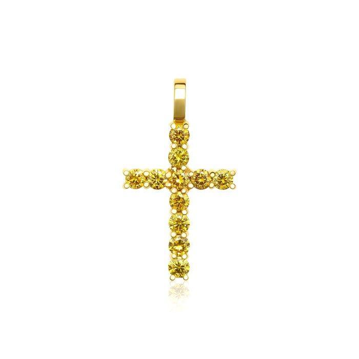 Kruishanger - 18 karaat Geel goud - 0.78ct. tw. Geel Diamant, Sieraden, Tassen en Uiterlijk, Antieke sieraden