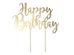 Cake topper Happy Birthday goud, Ophalen of Verzenden, Nieuw