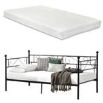 Eenpersoons slaapbank of 3-zitsbank en matras 90x200 zwart
