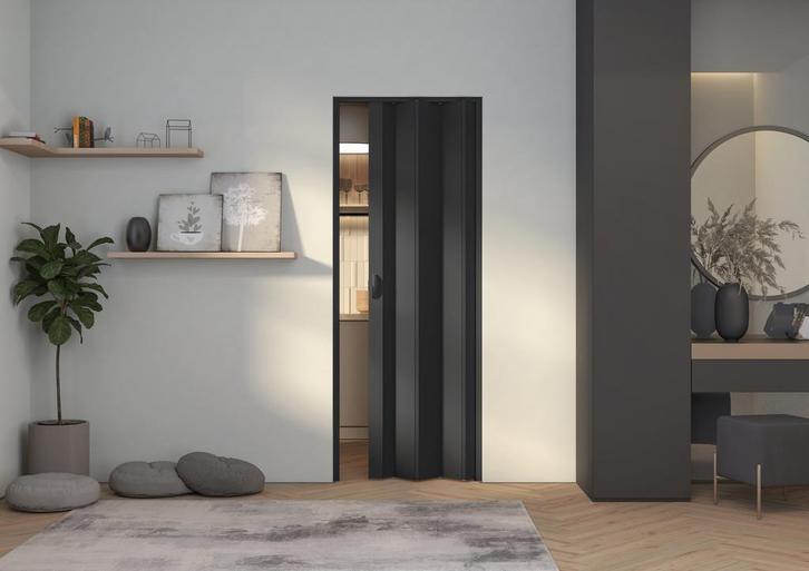 Balci Adam vouwdeur zonder glas in kleur zwart BxH 83x214 cm, Doe-het-zelf en Verbouw, Deuren en Horren, Vouwdeur, Nieuw, Kunststof