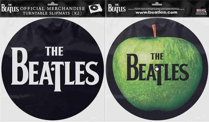 The Beatles - Drop T Logo & Apple - Platenspeler Slipmat, Verzamelen, Muziek, Artiesten en Beroemdheden, Gebruiksvoorwerp, Nieuw