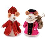 Vilten Sintermuis en  Piet Fuchsia met Jute Zak  -  18cm NIE, Ophalen of Verzenden, Nieuw